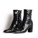 RESERVED // Patent Leather CHARLES DAVID Croc Skin Design Boots in Womens 7.5