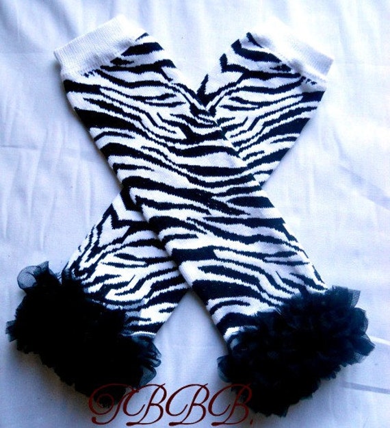 Items similar to All Legwarmers ON SALE Zebra with black ruffle ,Girls