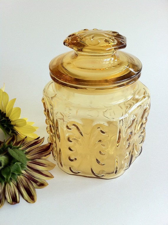 Vintage Canister in Shabby Chic Amber Gold by vintage19something