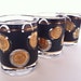 Libbey Whiskey Glasses Black with Gold Coins