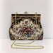 Black Tapestry Clutch Purse with Gold Chain