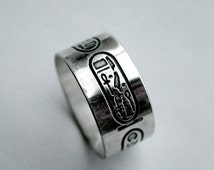... lyph Cartouche of King Tut sterling silver ring etched band custom
