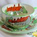 Olde England Cup Saucer, Crown Devon Fielding Art Deco Era Large Breakfast Tea Cup & Saucer Thatched Shakespearean Houses 1930s