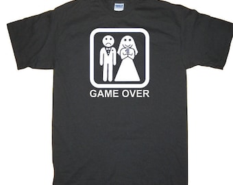 Game Over Wedding Bachelor Party Funny Cool T-Shirt, More colors S M L XL 2X 3XL 4XL 5XL