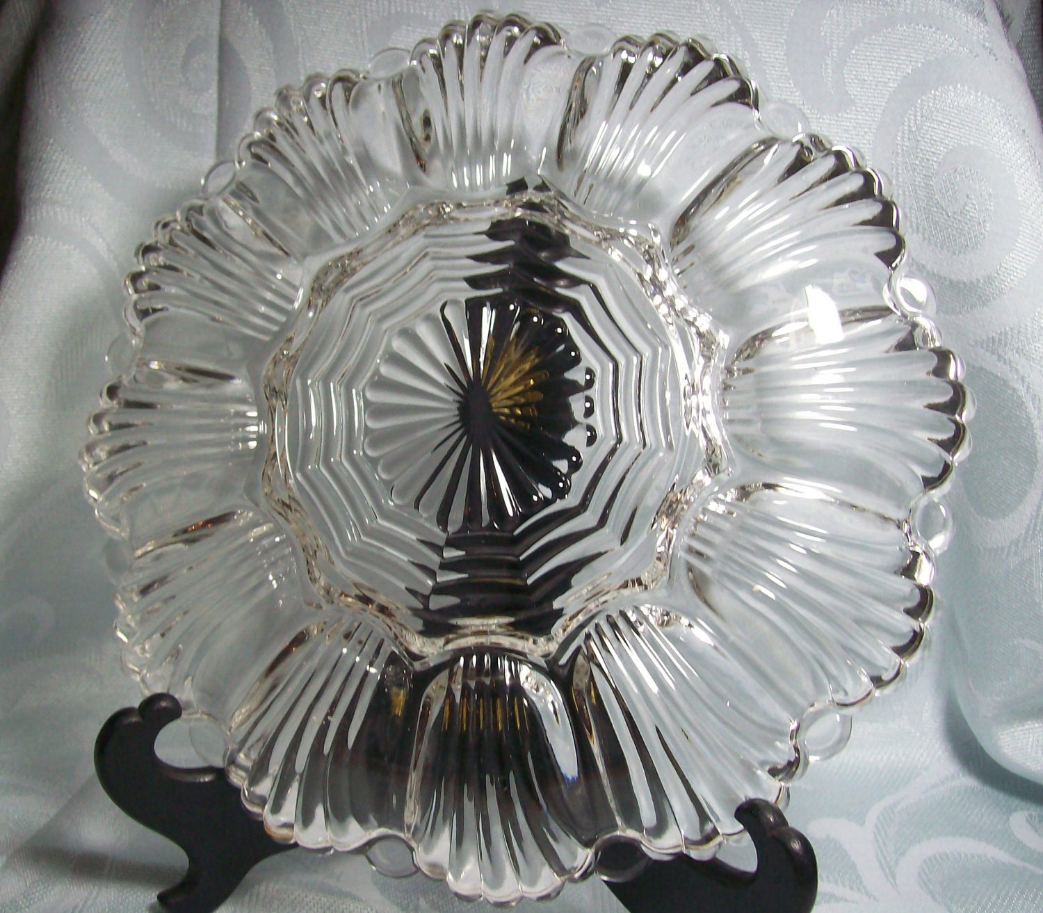 Clear Depression Glass Deviled Egg Plate 10 by FritzsFinds on Etsy