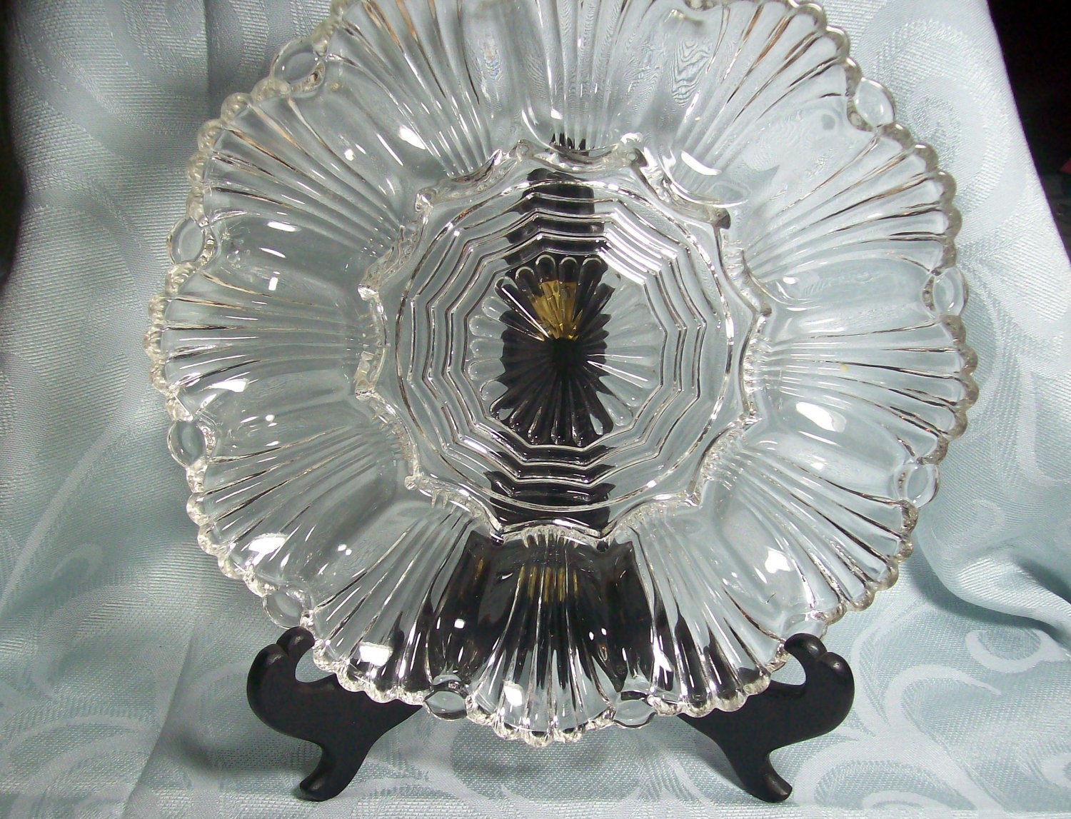 Clear Depression Glass Deviled Egg Plate 10 by FritzsFinds on Etsy