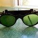 60's Vintage Japanese FLIP UP SUNGLASSES w/ Green Glass Lenses Lady Gaga Hoodwinks