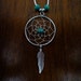Vintage Early '90s Southwestern Native American Turquoise and Sterling Silver Necklace w/ Dream Catcher Pendant