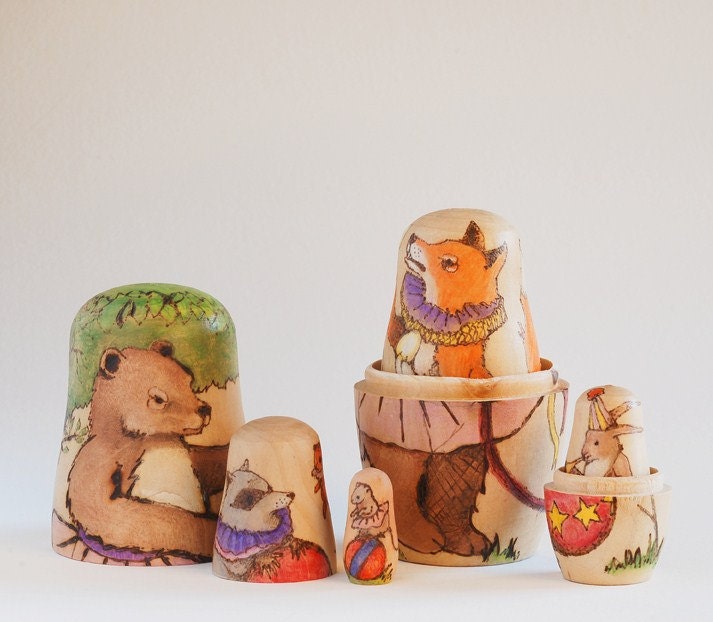 woodland animal nesting dolls