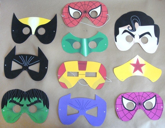 Items similar to 3 SUPERHERO MASKS on Etsy