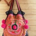 Hippie Fringe Tote Bag with chunky pom pom /// Gypsy // embroidery // tribal // colorful // Ethnic