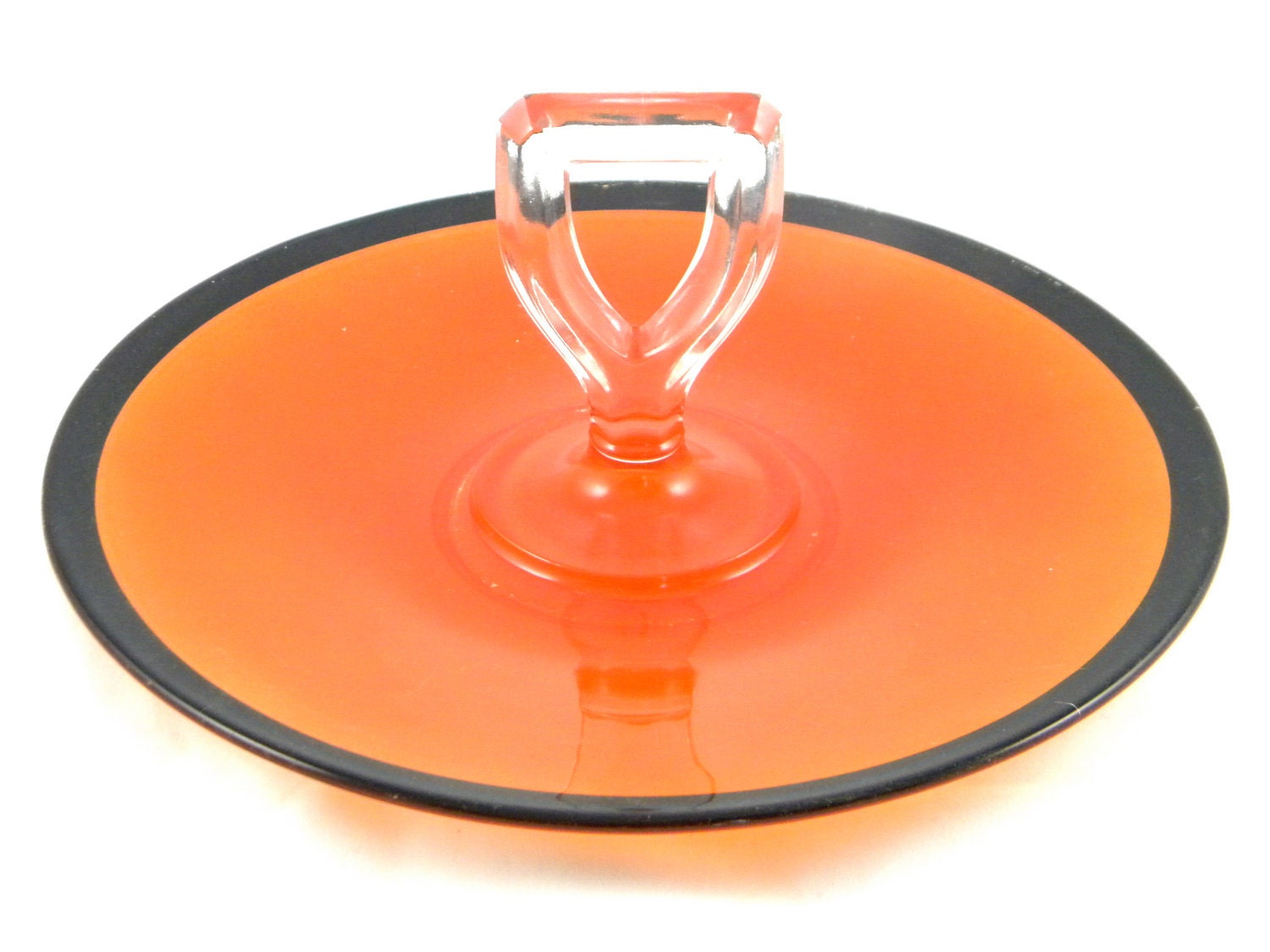 MidCentury Modern Orange serving tray with Handle