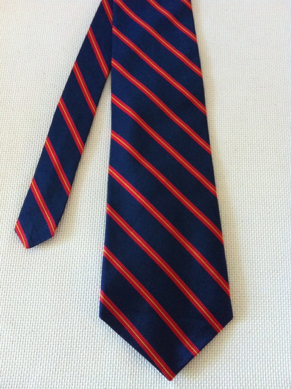 Vintage Striped Marine Corps Tie in Navy Blue with Red Yellow Stripes