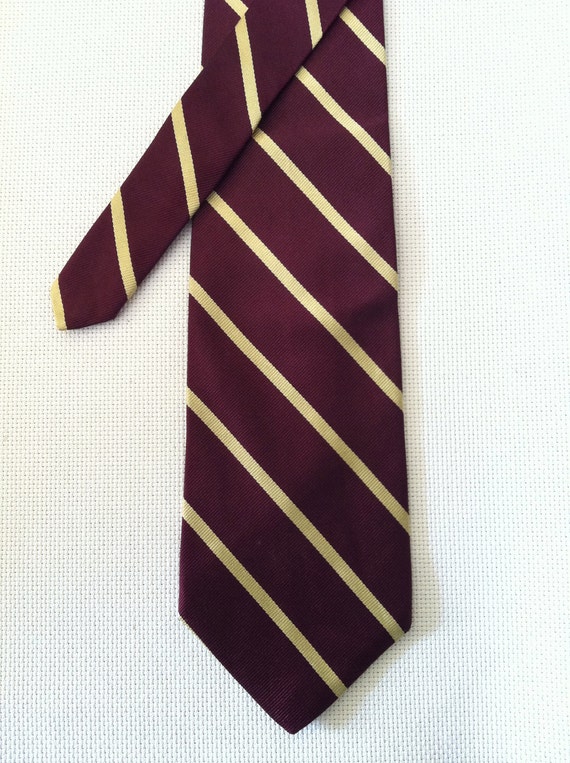 Vintage Brooks Brothers Burgundy Tie with Yellow Stripes