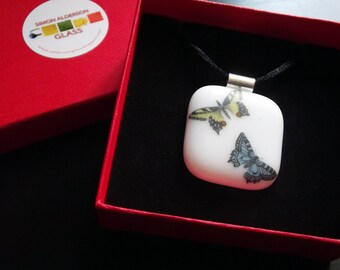Butterfles Fused Glass Pendant