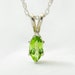 Green Peridot Necklace. 0.60 Cts. Marquise Shape. Sterling Silver. Peridot Pendant Necklace, Birthstone -Fifi LaBonge-