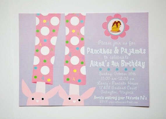 PANCAKES & PAJAMAS Invitation, Purple, As Seen on Pizzazzerie, PRINTABLE by Libby Lane Press Il_570xn