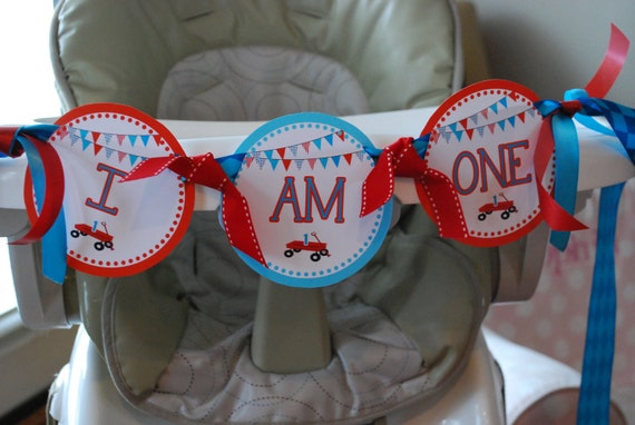 RED WAGON COLLECTION: Printable Highchair Banner, Instant Download Il_570xn
