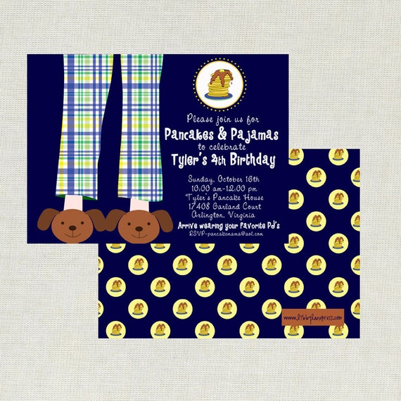 PANCAKES & PAJAMAS Birthday, Boy Invitation, PRINTABLE by Libby Lane Press Il_570xn
