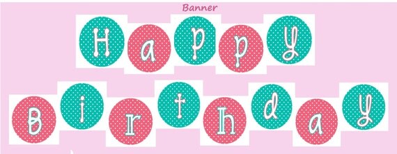 BOUNCE HOUSE Birthday BANNER- Pink and Teal- Printable Il_570xn
