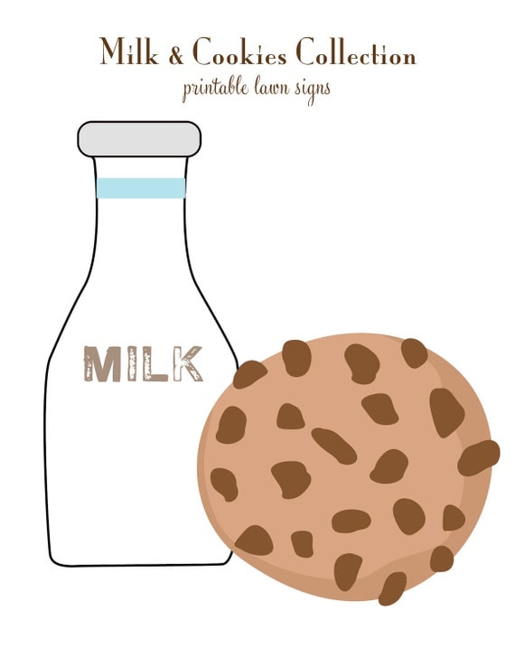 MILK and COOKIES - Milk Bottle and Cookie, Printable Lawn Signs Il_570xn