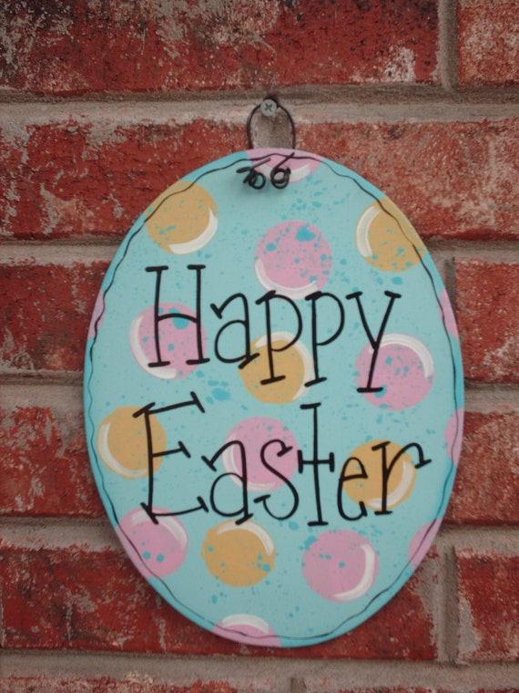 Easter Decor Wooden Easter Egg Sign Happy Easter Home Decor