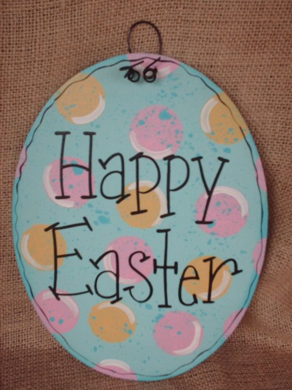 Easter Decor Wooden Easter Egg Sign Happy Easter Home Decor