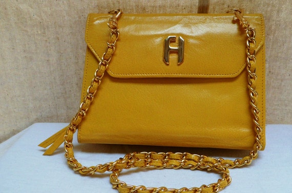 Fred Hayman Beverly Hills yellow leather shoulder bag