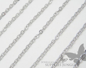 C002-MR// Matt Original Rhodium Plated Small Cable Chain, 5M