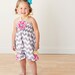 Riley Romper - Shirred Halter Bubble Ruffle Romper Gray Chevron