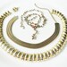 beautiful lot broken chunky golden and rhinestones necklace for repair or assemblage altered art lot 77
