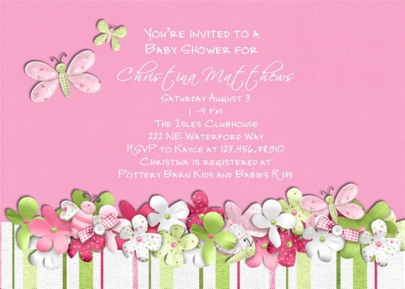 Pink Butterfly Baby Shower Invitation - Printable and Custom Invite Il_570xn