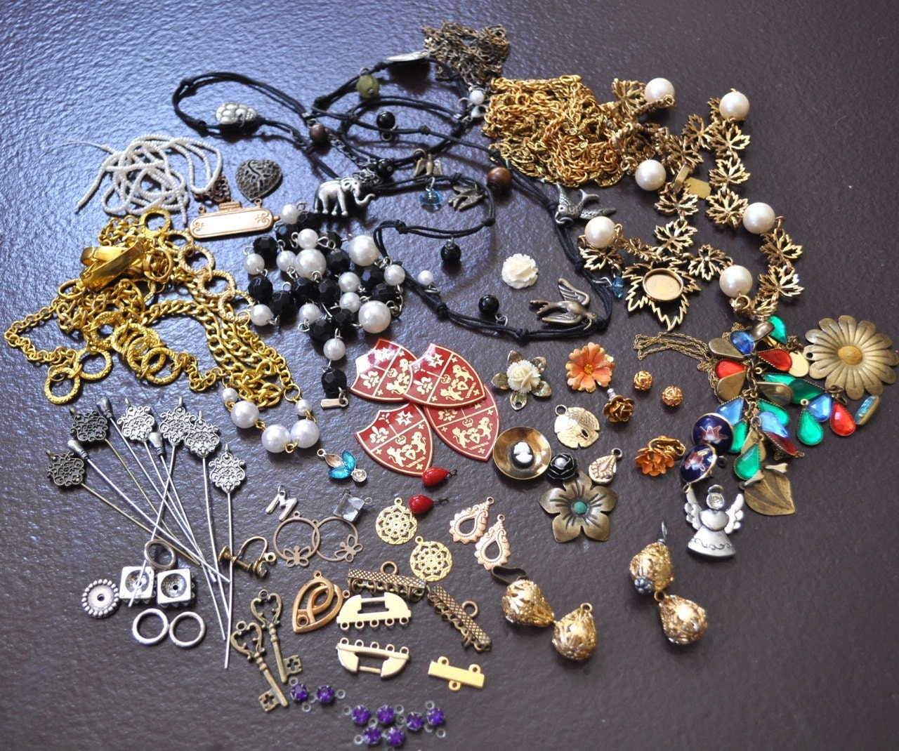 Vintage destash repurpose jewelry making supplies