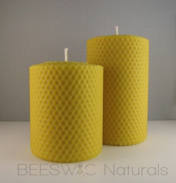 Beeswax Pillars Mustard Yellow Beeswax Candles HandRolled