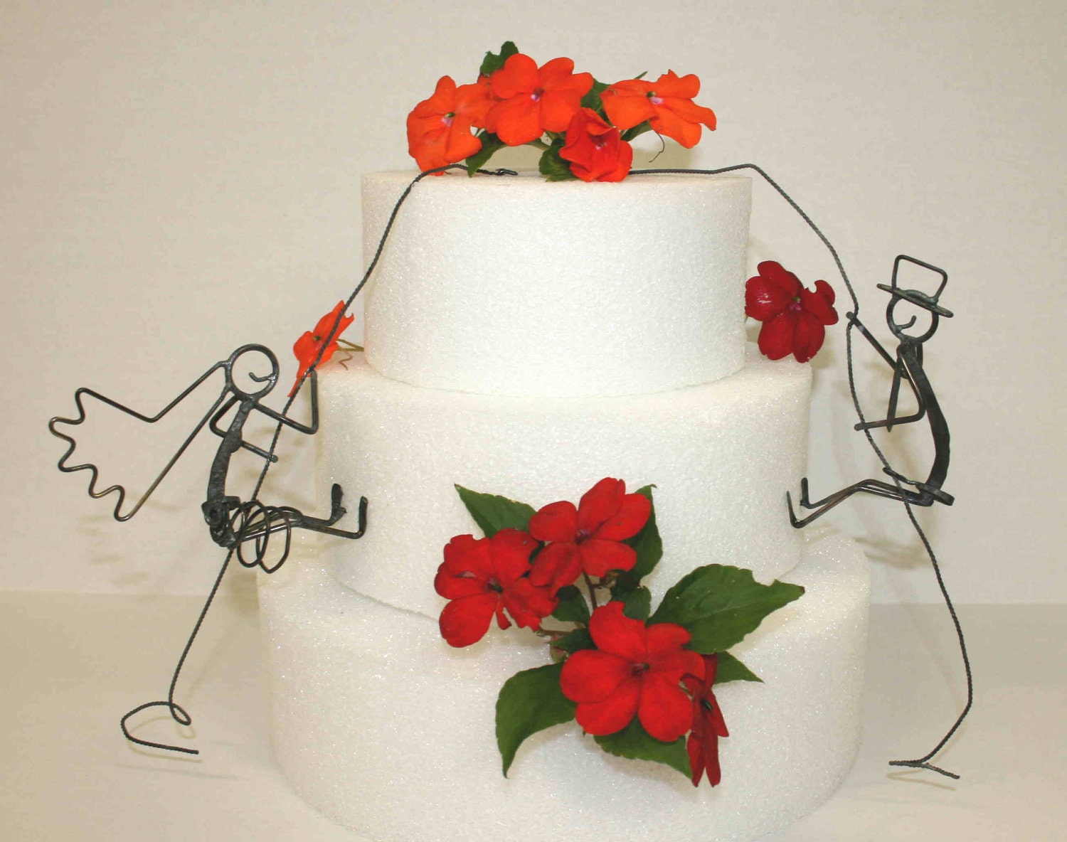 Rock Climbers Bride and Groom Wedding Cake Topper With Display