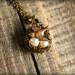 Rustic Bird's Nest Necklace in Oyster with Sparrow
