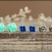 Flower Earring Studs Trio: Aquamarine Scrunch Rose, Cobalt Blue Sakura Blossom, Grey Rose
