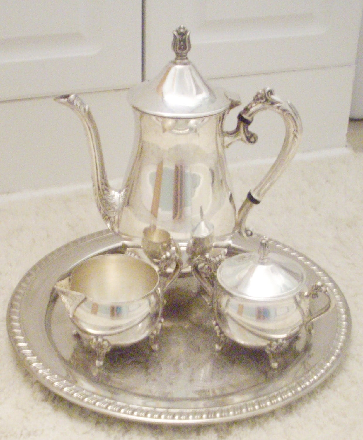 Vintage Leonard Silver Plate 4 Pc Tea Set Made in Italy