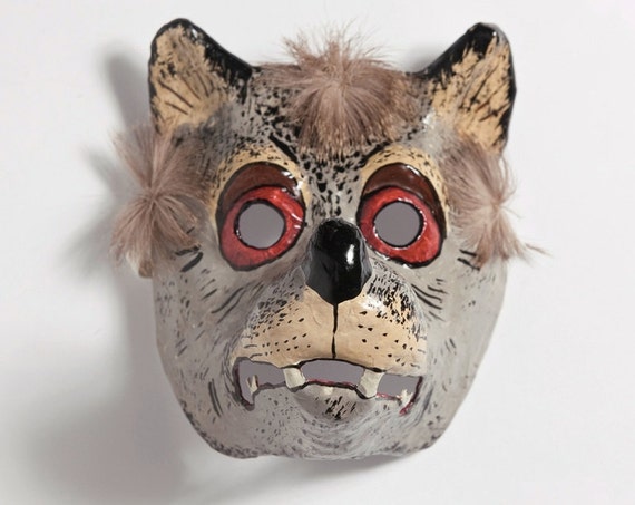 Paper mache wolf mask