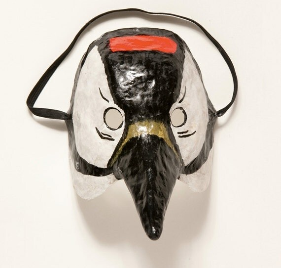 Paper mache bird mask by Jevgeniamasks on Etsy