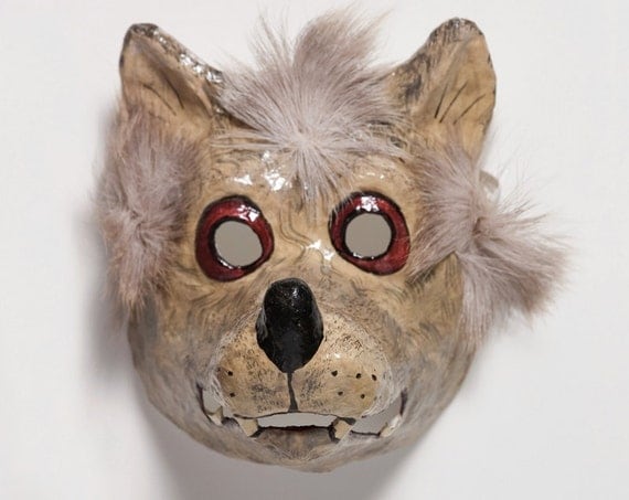 Paper mache wolf mask by Jevgeniamasks on Etsy