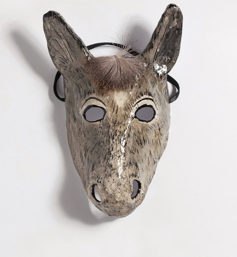 Paper mache donkey mask