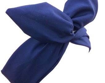 Navy Blue Nautical PIN UP wire ROCKABILLY Headband Hair Wrap