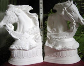 Rare,Beautiful, Carousel Bust Bookends, Horse bookends, Carousel bust, Horse Bust, Ready to paint, ceramic bisque,u-paint
