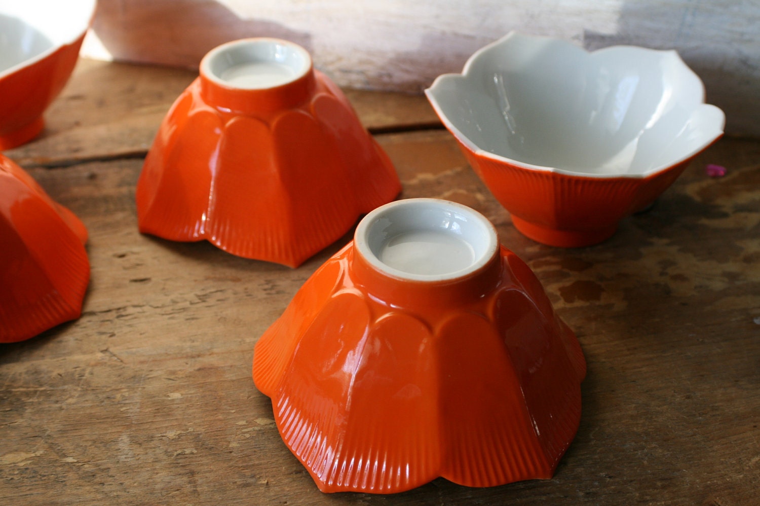 Lotus Bowls Orange Mid Century Modern