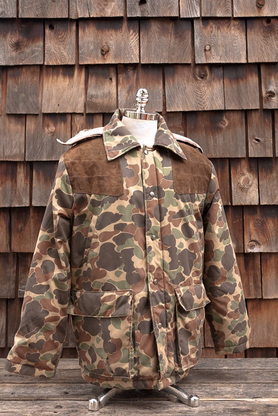 Vintage CAMEL goose down duck CAMO hunting jacket Large