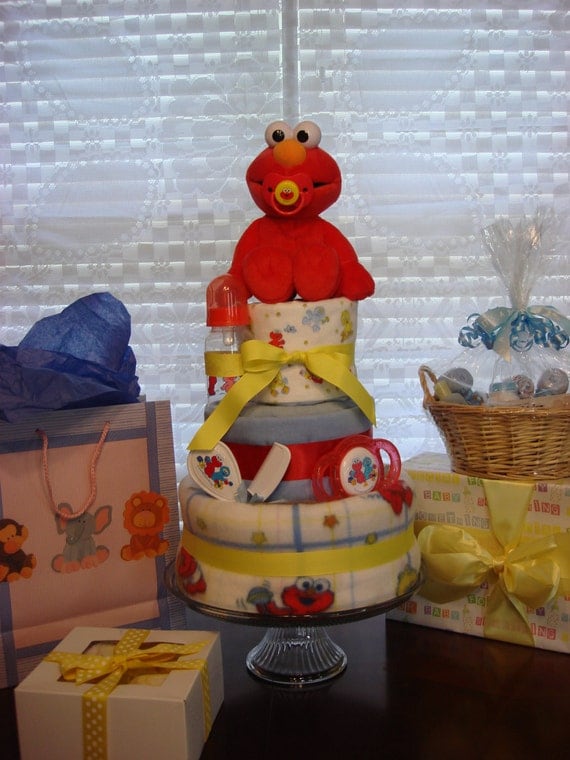 Items Similar To Three Tier Sesame Street Elmo Diaper Cake On Etsy 5234