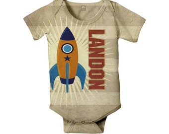 Rocket Baby Boy Bodysuit - Personalized, Custom One Piece, Boy's Onepiece Baby Clothing