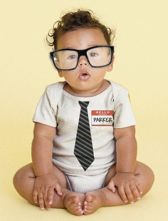 The New Guy Tie Baby Bodysuit Personalized Boy's Geek