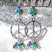 PEACE and BEAUTY- Multicolored Peace Earrings with Swarovski Crystals and Millefiore Hearts